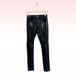 MONKEY RIDE JEANS Black Distressed Sequin Jeans (Sz 3)